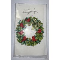 Винтажная Новогодняя открытка новая с конвертом