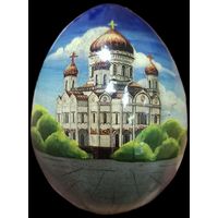 Яйцо пасхальное. Деревянное, рисунок (не наклейка) 8x6 см.