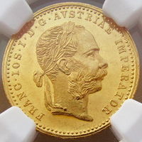 Австро-Венгрия, 1 дукат 1888 г., MS 61 в слабе NGC, золото 986/ 3,49 г, KM# 2267, Франц Иосиф I, гурт рубчатый, тираж 309 тыс. Связь по телефону или мессенджеру.