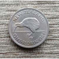 Werty71 Новая Зеландия 1 флорин 2 шиллинга 1964 Елизавета 2 Птица Киви