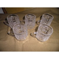 Бокалы пивные,хрустальные(0,125 л) 5 шт.из СССР.С рубля.