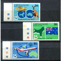 Рождественские острова (о-в Рождества) - 1983г. - 25-я годовщина присвоения острову Рождества статуса территории Австралии - 3 марки - полная серия, MNH, одна марка с пятнами на лицевой стороне [Mi 177-179]. #4-B6-Z-1-22