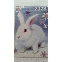 Календарик. Белый заяц в ромашках.2023