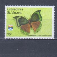 [813] Гренадины Сент-Винсента 1992. Фауна.Бабочка.75 с. MNH