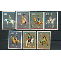 Экваториальная Гвинея - 1976 - Военная формаю Кавалерия - (на лицевой стороне отпечатки пальцев на зол. и сребр.покрытии) - [Mi. 775-781] - полная серия - 7 марок. MNH.  (Лот 54JC)-TG3P60