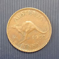 Австралия 1 пенни 1952 год король Георг VI после слова ПЕННИ нет точки