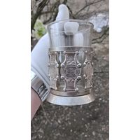 ПОДСТАКАННИК  МЕЛЬХИОР  ЛАТНЫЙ СССР ОРИГИНАЛ СТАКАН В ПОДАРОК ТИП 1  .  Распродажа Коллекции !!! . Экспресс  Аукцион  с рубля без МПЦ и прочего 3 ДНЯ  .Много лотов в продаже .