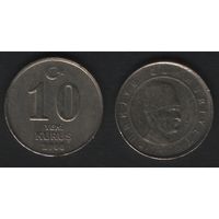 Турция km1166 10 новых куруш 2006 год (_брак(m1(1(1 год ТОРГ
