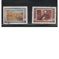 СССР-1950, (Заг.1480-1481),  гаш.(с клеем) ,Левитан, Живопись