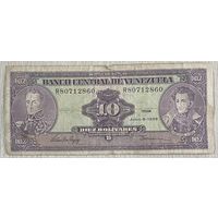 Банкнота. Венесуэла. 10 боливаров 1995 год.