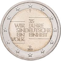 Германия 2 евро, 2025 35 лет объединению Германии А UNC из ролла