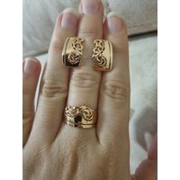 Золотой набор. Кольцо+серьги