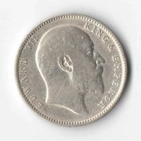Британская Индия 1 рупия 1906 года. Король Эдвард VII. Серебро.