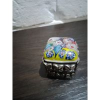 Шкатулка -коробочка-таблетница Милефиори. 16