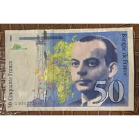 Банкнота Франции 50 франков. Антуан де Сент-Экзюпери 1999 год.