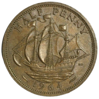 Великобритания 1/2 пенни, 1964