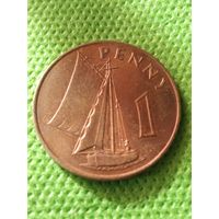 15. Распродажа! Гамбия 1 пенни, 1966 г. Нечастая! АUNC!