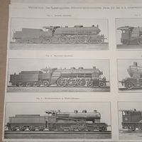 Поезда.   Гравюра энциклопедическая 19-20век. Германия.  РАСПРОДАЖА КОЛЛЕКЦИИ.