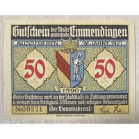 Нотгельд Эммендинген, 50 пфеннигов 1921 год. Веймарская республика.
