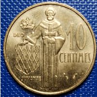 Монако 10 сантимов 1975 г.