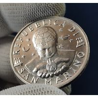 Сан-Марино, 1000 лир 1997 г., KM#369 (Ag835, юбилейная, искусство - межпланетная связь), UNC
