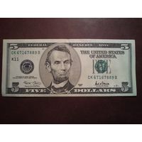 США 5 долларов  2001 г.Серия CK-B.Состояние VF.