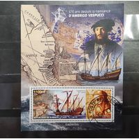Джибути. 2024 год. Флот. История мореплавания. Америго Веспуччи. Блок (933)