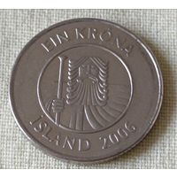 Исландия. 1 крона 2006 года.