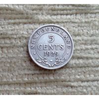 Werty71 Ньюфаундленд 5 центов 1929 Серебро  Канада