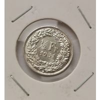 1/2 франка 1951 г. С рубля. Серебро