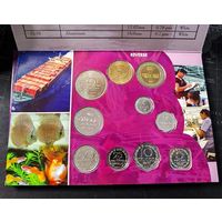 Шри-Ланка, набор из 10 монет 1 2 5 10 25 50 центов 1 2 5 10 рупий 1972 - 2004 г, в оригинальном банковском буклете, UNC