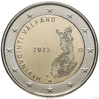 2 евро 2023 Финляндия Социальные и медицинские службы UNC из ролла