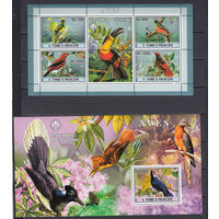 Фауна. Птицы. Сан-Томе и Принсипе. 2007. 1 малый лист и 1 блок. Michel N 3032-3035, бл596 (23,0 е)