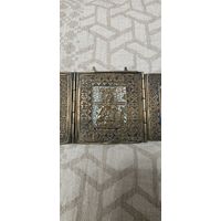 Шикарный большой меднолитой складень 19век