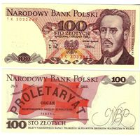 Польша 100 злотых образца 1988 года UNC p143e серия TK