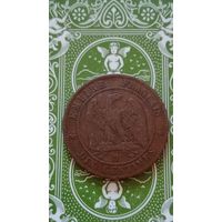 Франция 10 сантимов 1855 D