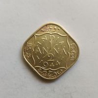 Индия - Британская 1/2 анна 1944 г.