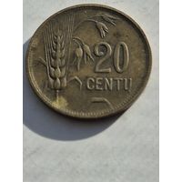 20 центов 1925 года. Литва - Первая Республика (1925 - 1938). Монета не чищена. 45248