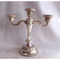 Подсвечник Канделябр на три свечи 22 см Серебрение