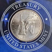США 25 центов 2001г. (P). Квотер штата Нью-Йорк.