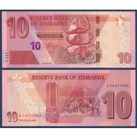 Зимбабве, 10 долларов 2020 г, P-W103 (AJ, камни Чиремба, буйволы), UNC