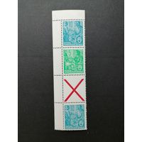 ГДР 1955 Сцепка вертикальная из марок стандарта "Пятилетка" (чистая**) Mi.453x+406x+Z+453x каталог 11.00 евро