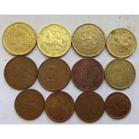 Евроценты Разных стран 12 штук