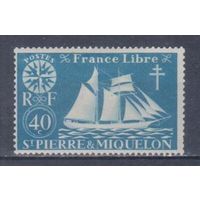 [478] Французские колонии. Сент-Пьер и Микелон 1942. Корабль.Парусник.40с. МН