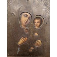 Казанская икона Божией Матери в латунном окладе