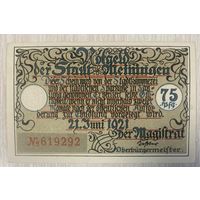 Нотгельд Хагенов 75 пфеннигов 1921 год. Веймарская республика.