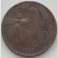 Италия 10 чентезимо 1929 г.