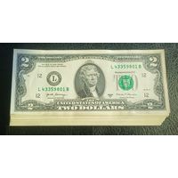 Корешок! 2 доллара США 2017А. 100 штук. UNC. Торг!