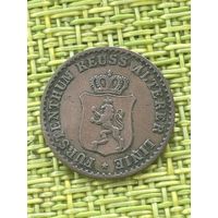 Германия Реусс-Обергрейтс 1 пфенниг 1864 г