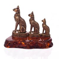 Статуэтка миниатюра Египетские кошки Латунь/Янтарь
